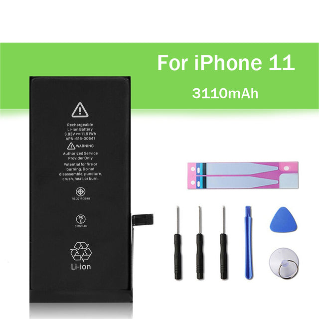 Batterie de remplacement pour iPhone 11, 3110 mAh Batterie de remplacement pour iPhone 11, 3110 mAh